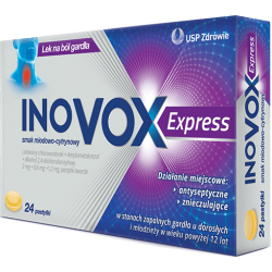 Inovox Express * pastylki do ssania o smaku miodowo- cytrynowym * 24 sztuki