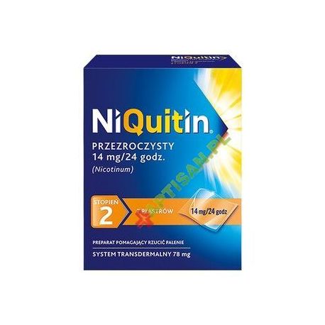 Niquitin * Przeźroczysty system transdermalny - stopień 2 * Plastry  14 mg / 24 h * 7 sztuk