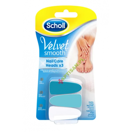 Scholl * Velvet Smooth wymienne nasadki do elektrycznego systemu pielęgnacji paznokci * 3 sztuki