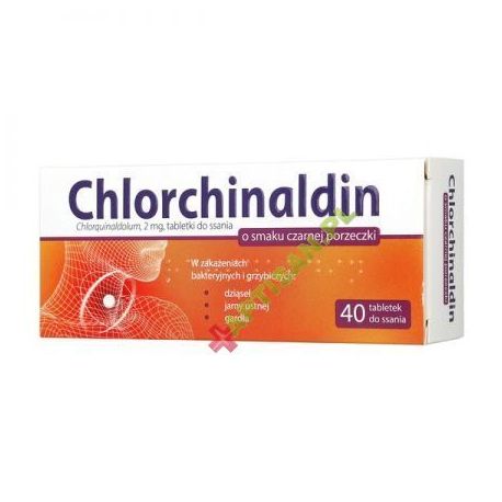 Chlorchinaldin * tabletki do ssania o smaku czarnej porzeczki * 40 tabletek