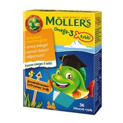 Mollers Omega-3 Rybki * Pomarańcz-cytryn.smak-x36 sztukuk