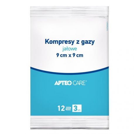 Apteo Care * kompresy gazowe jałowe 9x9 cm * 1 opak.- 3 sztuki